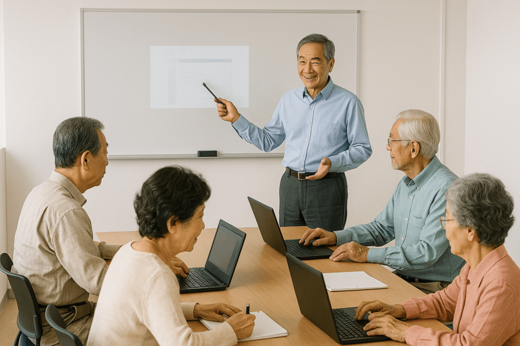 회의 중인 시니어들 모습입니다.