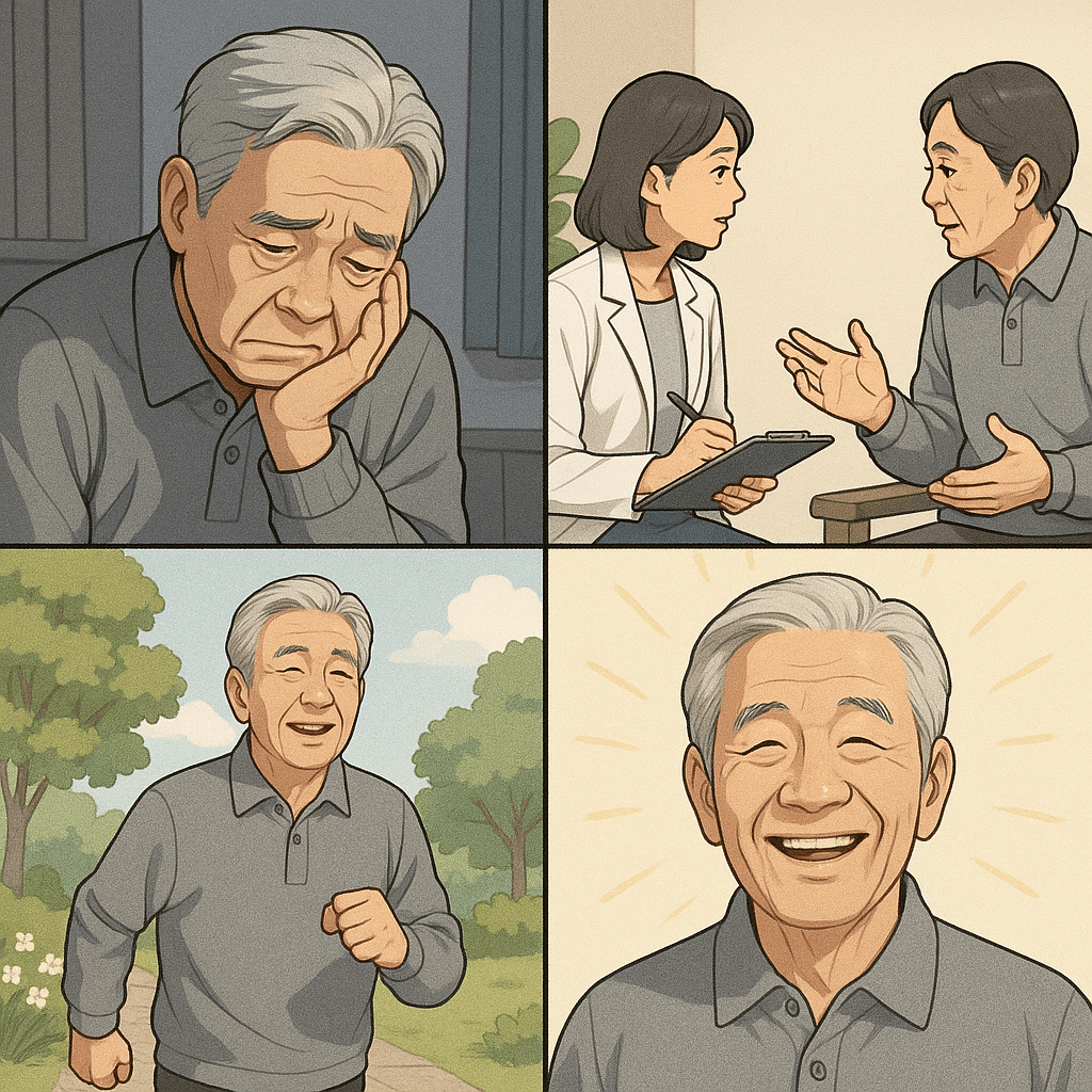 시니어가 우울증 극복하는 과정을 담은 이미지
